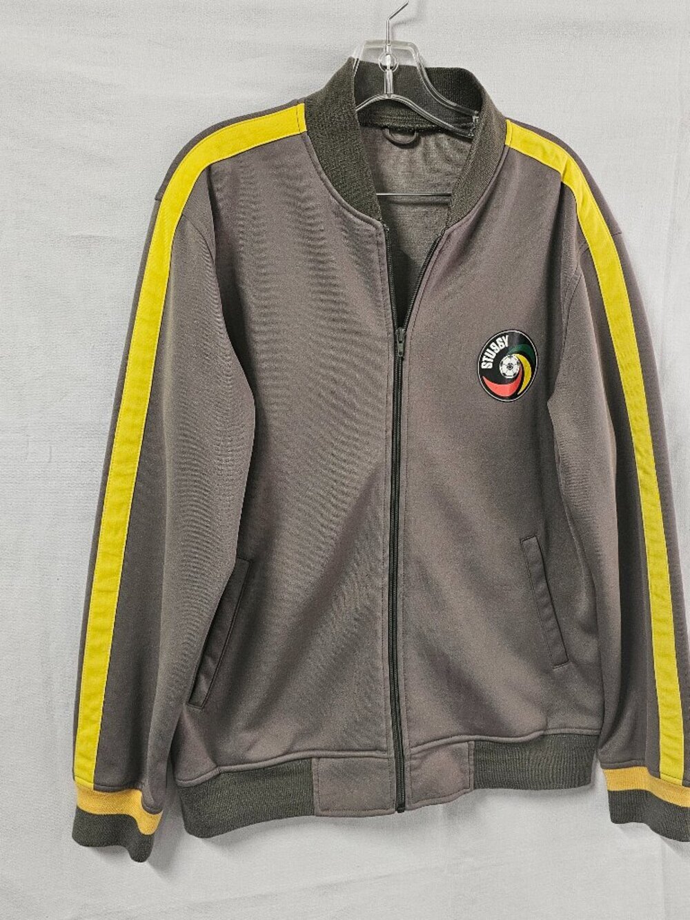 Stussy Jamaica Full Zip Jacket Unisex Size MD Green /Yellow Logo